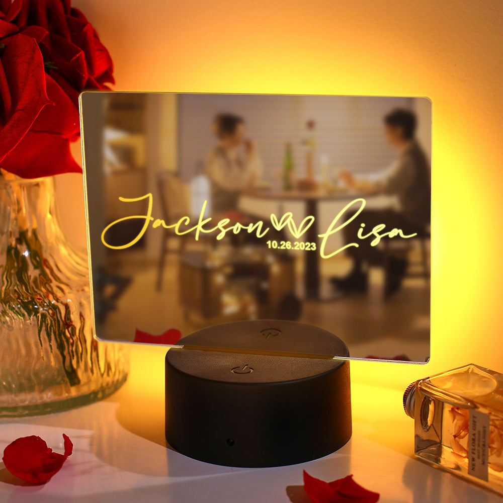 Personalized Couple Name Mirror Lamp Heart Love Gift