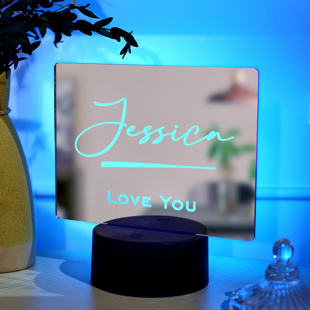Custom Engraved Mirror Lamp Colorful Night Light Home Gift
