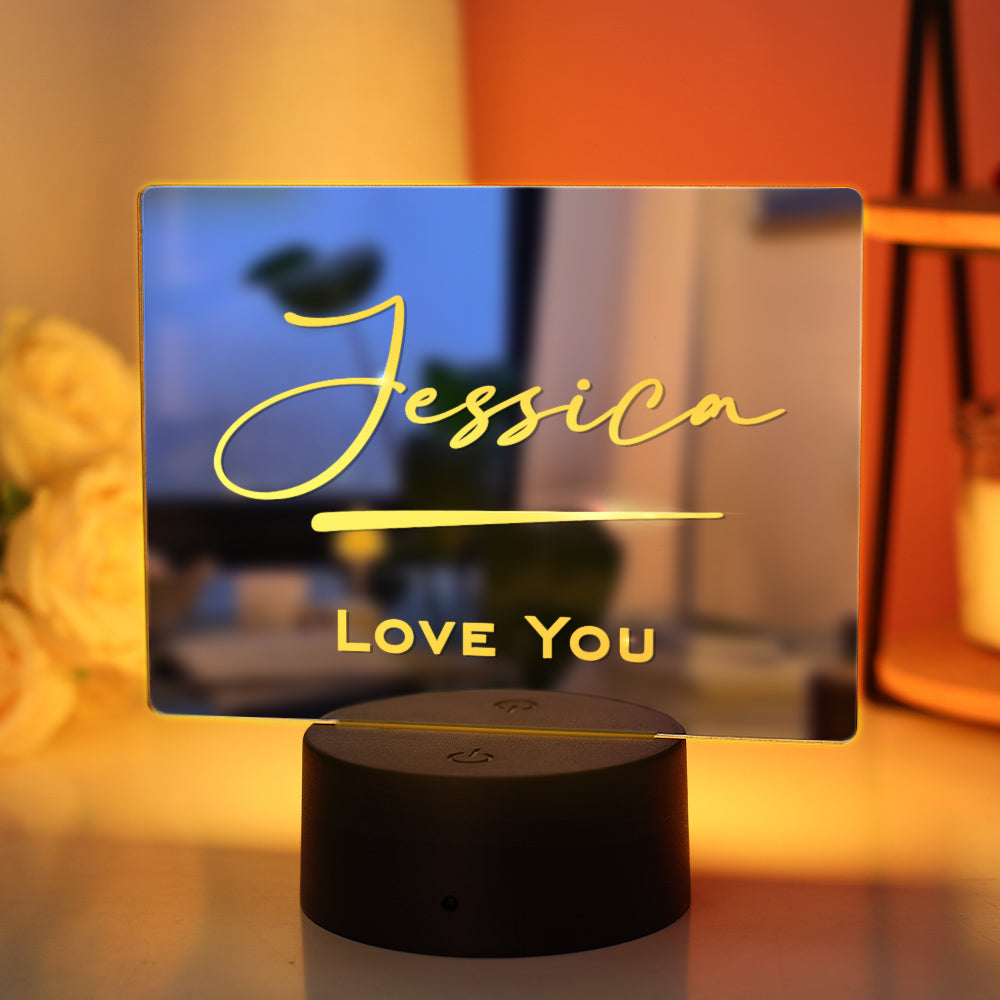 Custom Engraved Mirror Lamp Colorful Night Light Home Gift