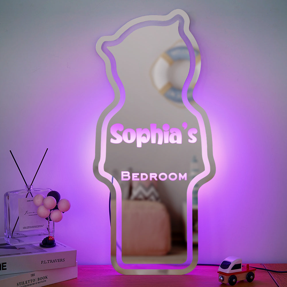 Personalized Name Mirror Light Children's Bedroom Bear Gift