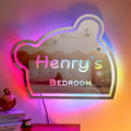 Custom Name Mirror Light Funny Children's Bedroom Bear Gift