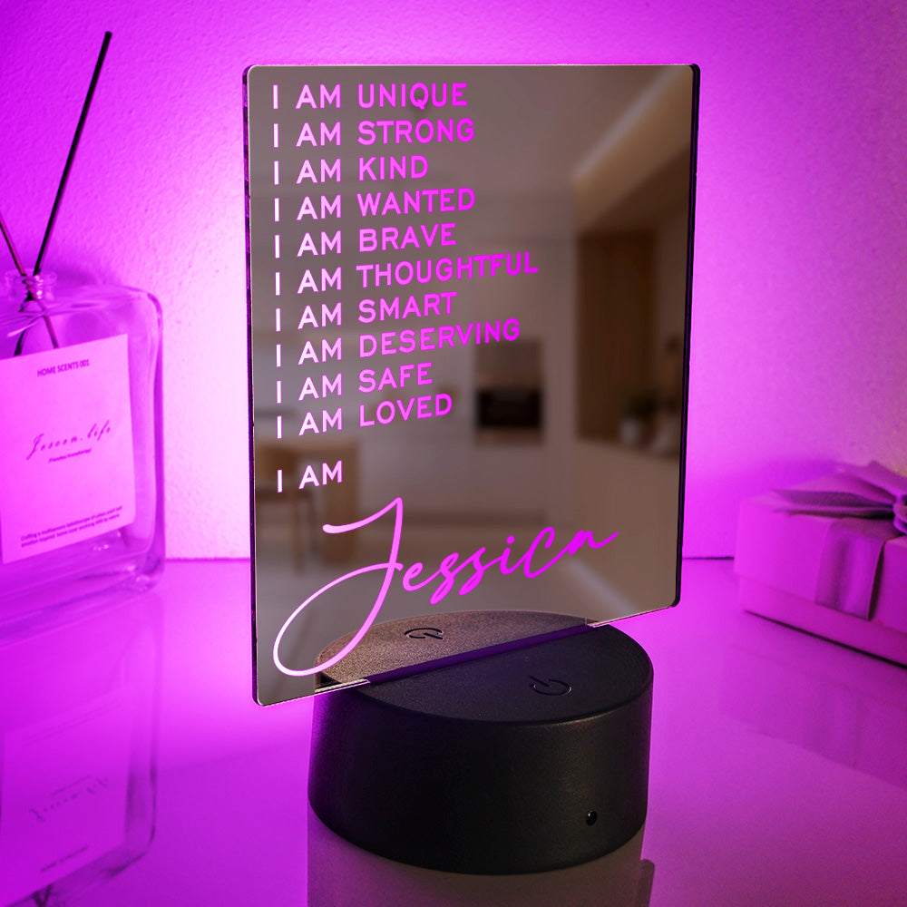Custom Engraved Mirror Lamp Classic Colorful Light Home Gift