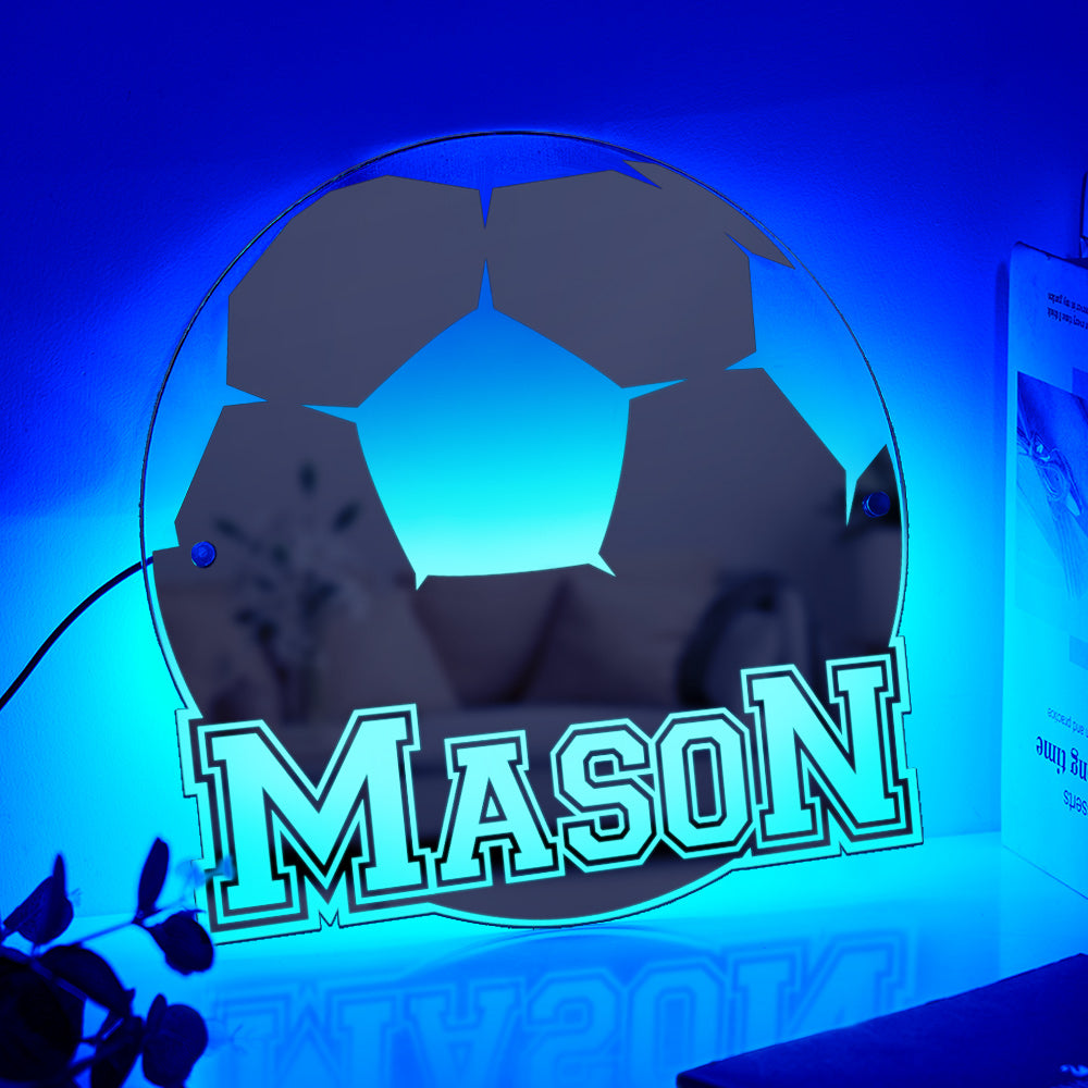 Personalized Name Mirror Light Soccer Gift for Men