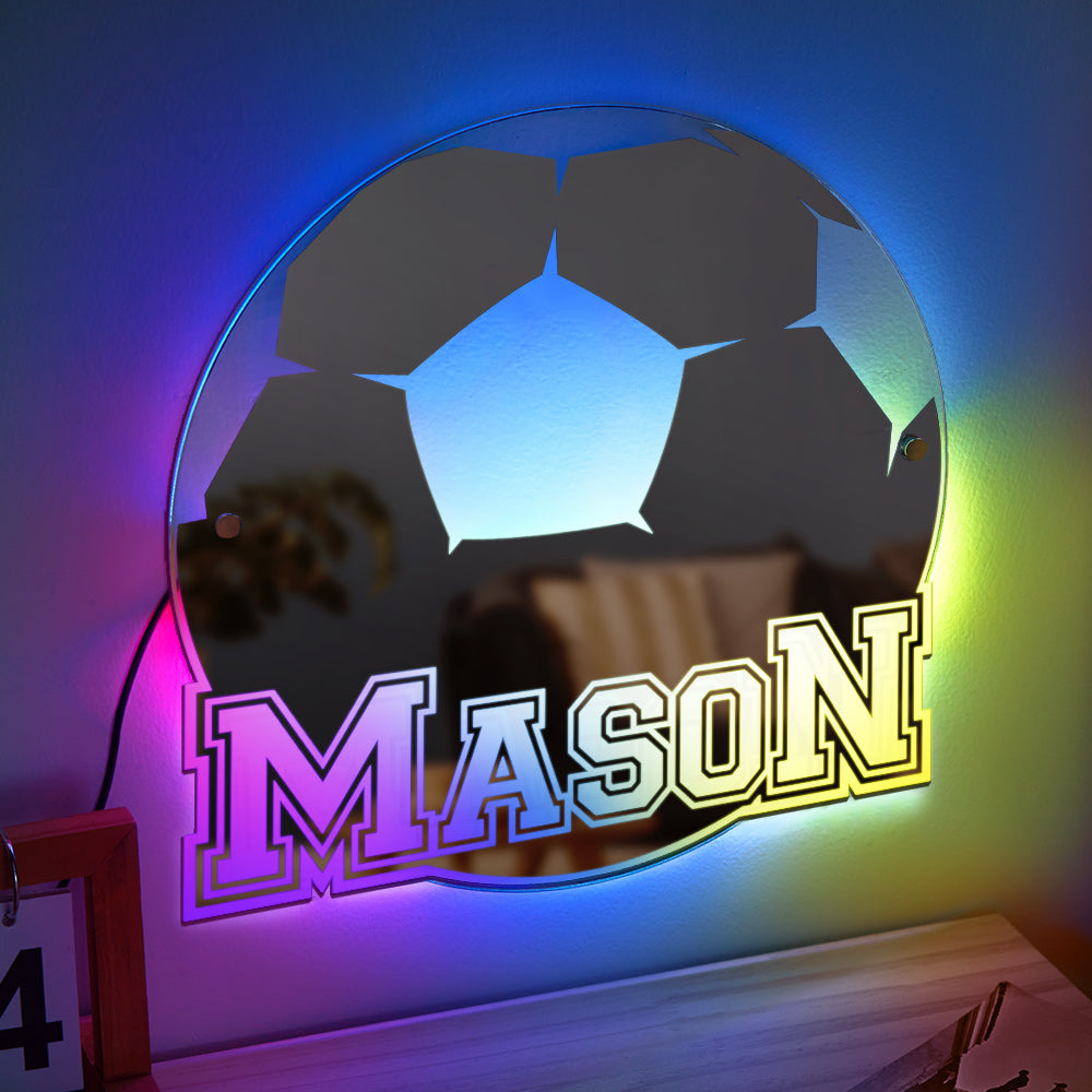 Personalized Name Mirror Light Soccer Gift for Men