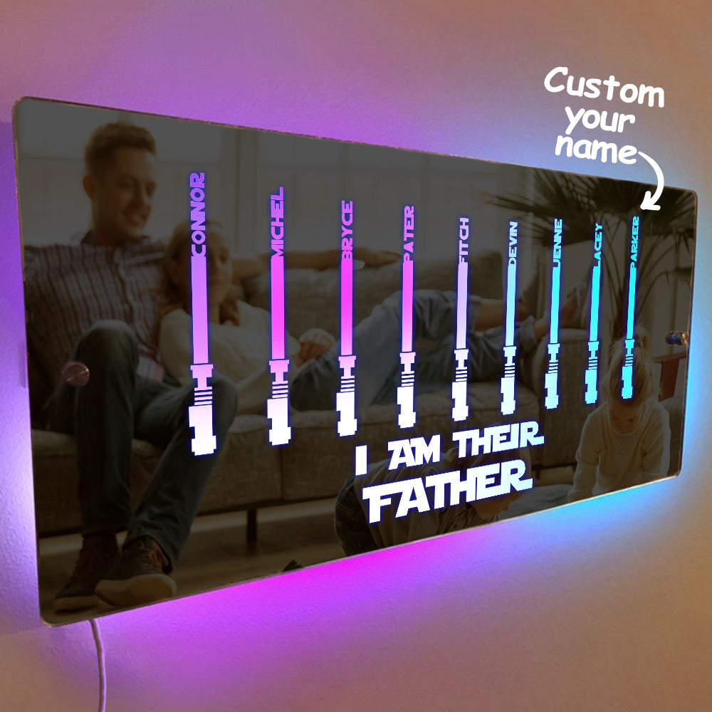 Personalized I Am Their Father Mirror Light Custom Name Light Up Mirror Father's Day Gifts