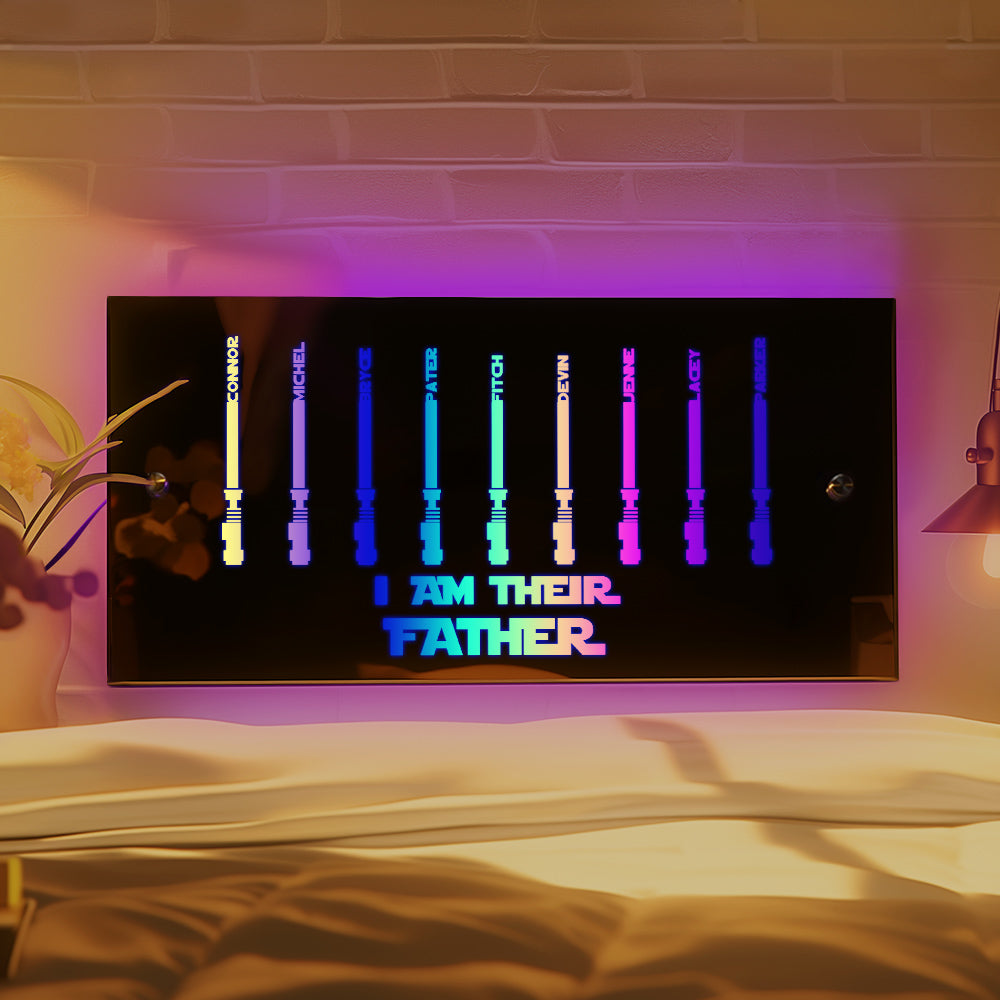 Personalized I Am Their Father Mirror Light Custom Name Light Up Mirror Father's Day Gifts