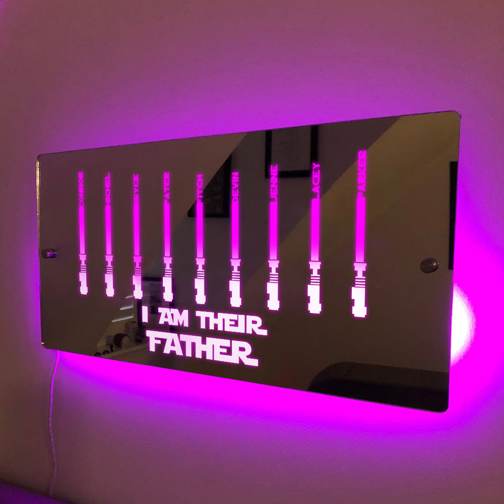 Personalized I Am Their Father Mirror Light Custom Name Light Up Mirror Father's Day Gifts