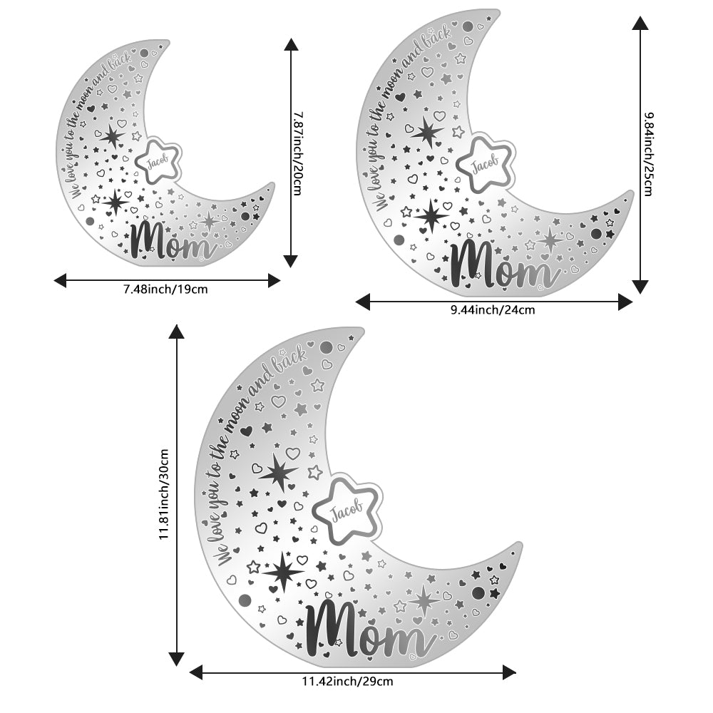 Personalized Name Moon Mirror Light Custom Family Member Name Mirror Light Gift for Mom