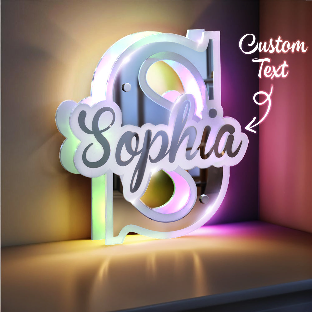 Personalized Name Letter Mirror Light Name Mirror Sign Custom LED illuminated Light-Up Bedroom Sign Gift For Kids