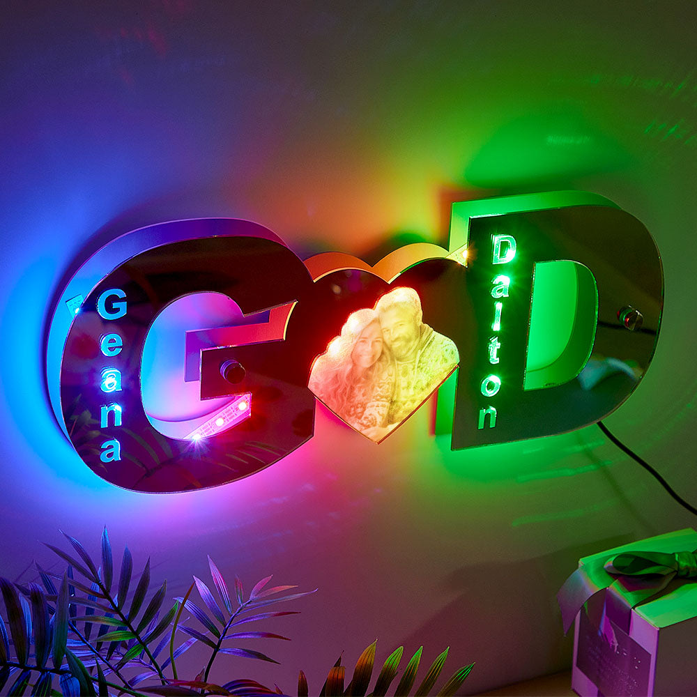 Personalized letter heart photo led mirror light Valentine's Day Gifts