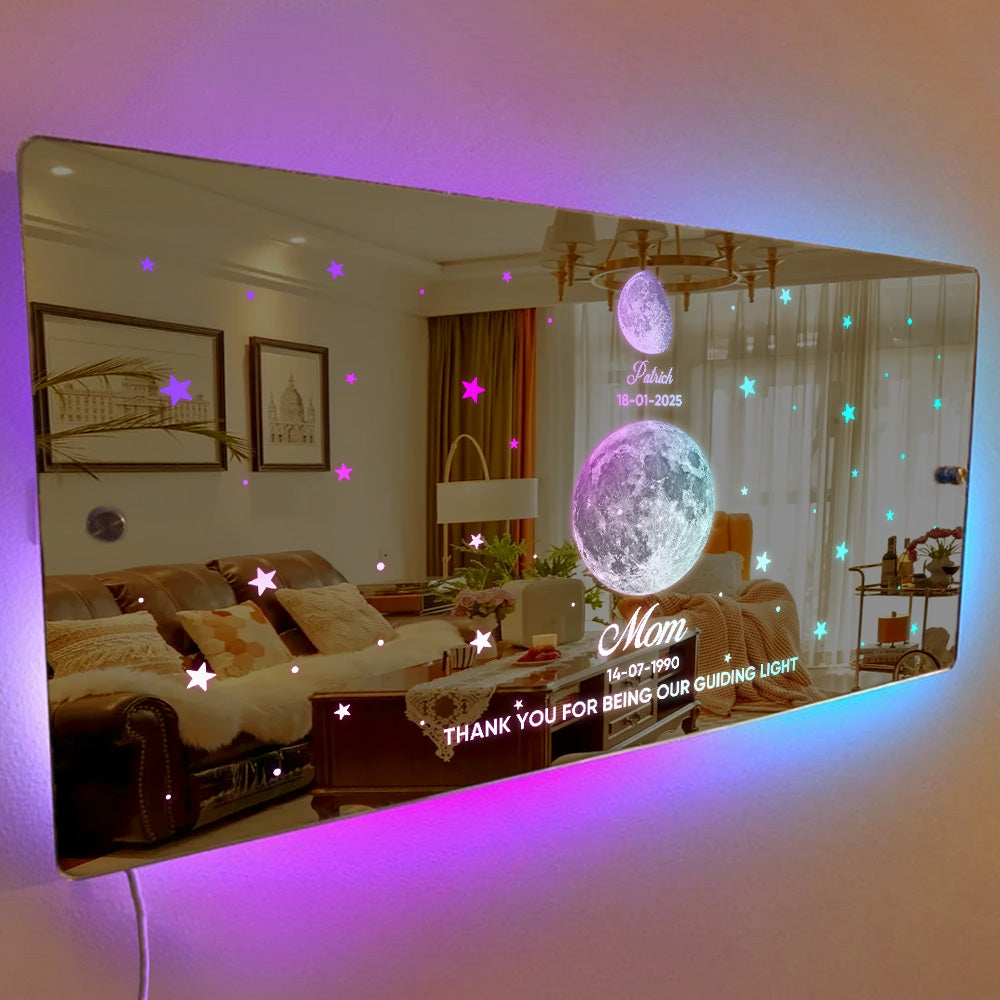 Mom's Exclusive Galaxy Mirror Lamp - Customized Moon Phases for Kids and Moms