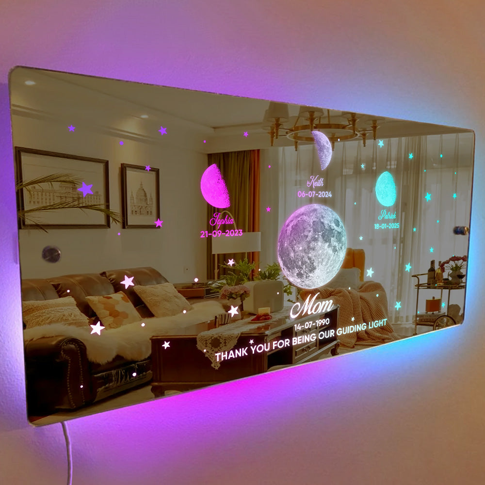 Mom's Exclusive Galaxy Mirror Lamp - Customized Moon Phases for Kids and Moms