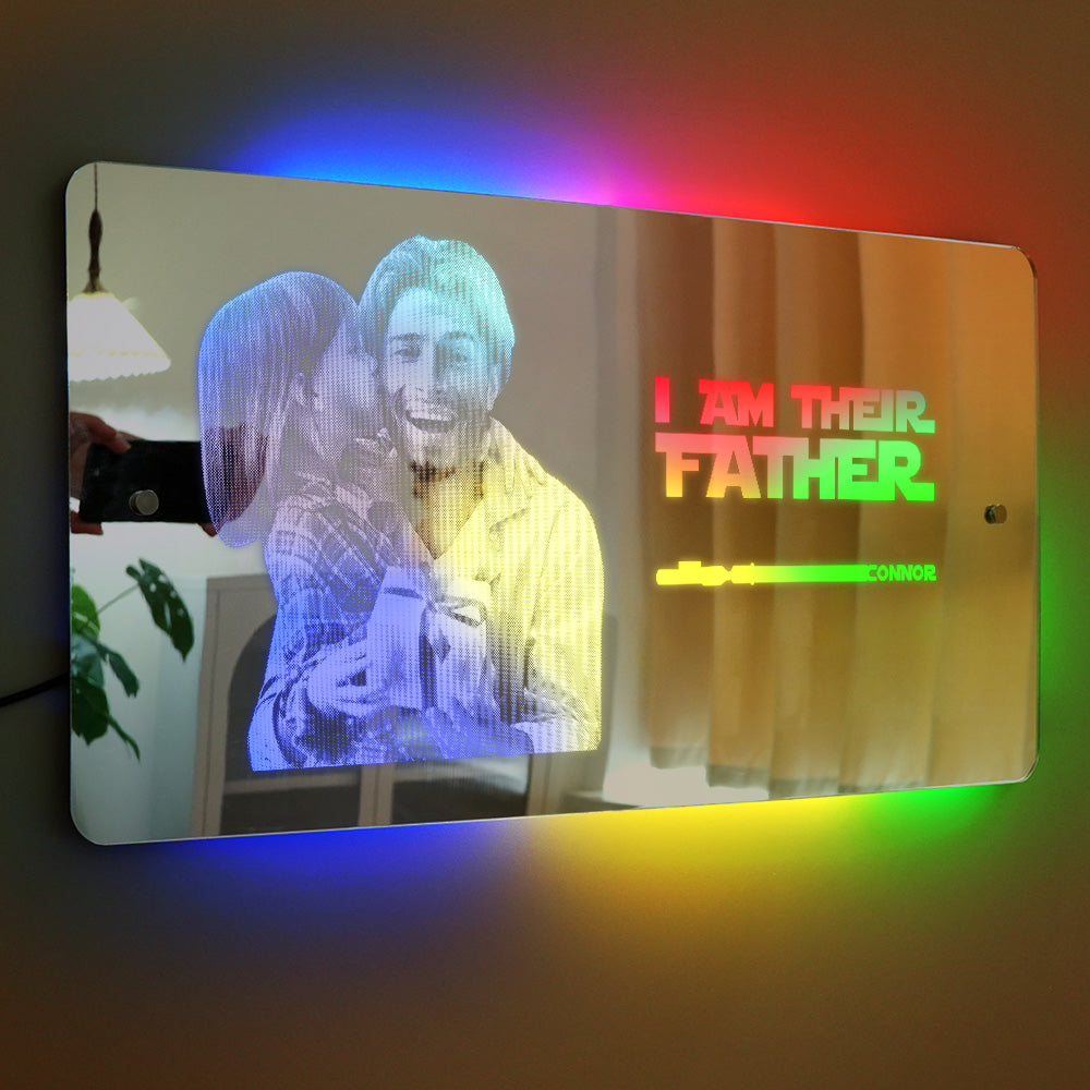 Custom Saber Plaque Mirror Sign Custom Name Led Multi Color Light Personalized I Am Their Father Father's Day Gifts