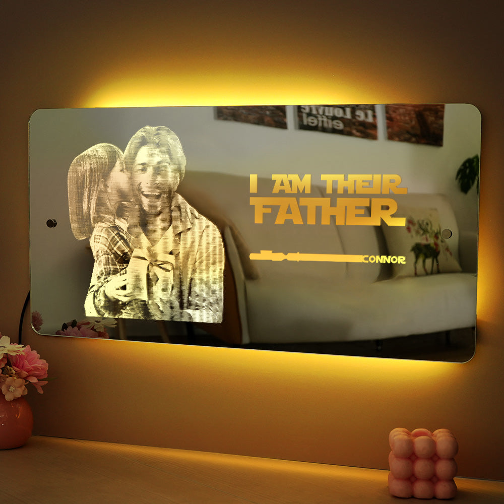 Custom Saber Plaque Mirror Sign Custom Name Led Multi Color Light Personalized I Am Their Father Father's Day Gifts