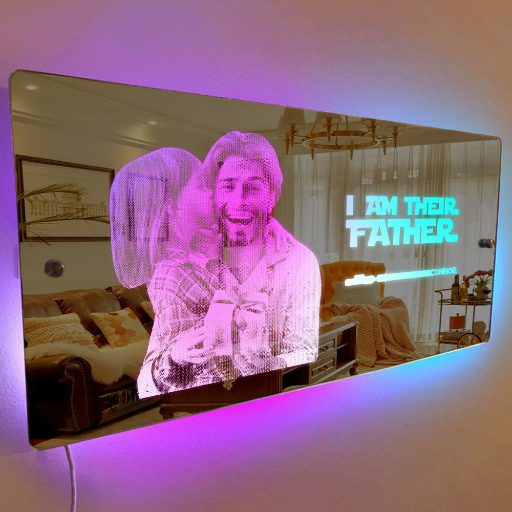 Custom Saber Plaque Mirror Sign Custom Name Led Multi Color Light Personalized I Am Their Father Father's Day Gifts