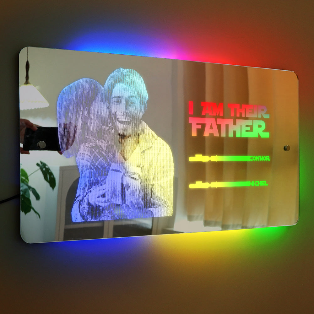 Custom Saber Plaque Mirror Sign Custom Name Led Multi Color Light Personalized I Am Their Father Father's Day Gifts