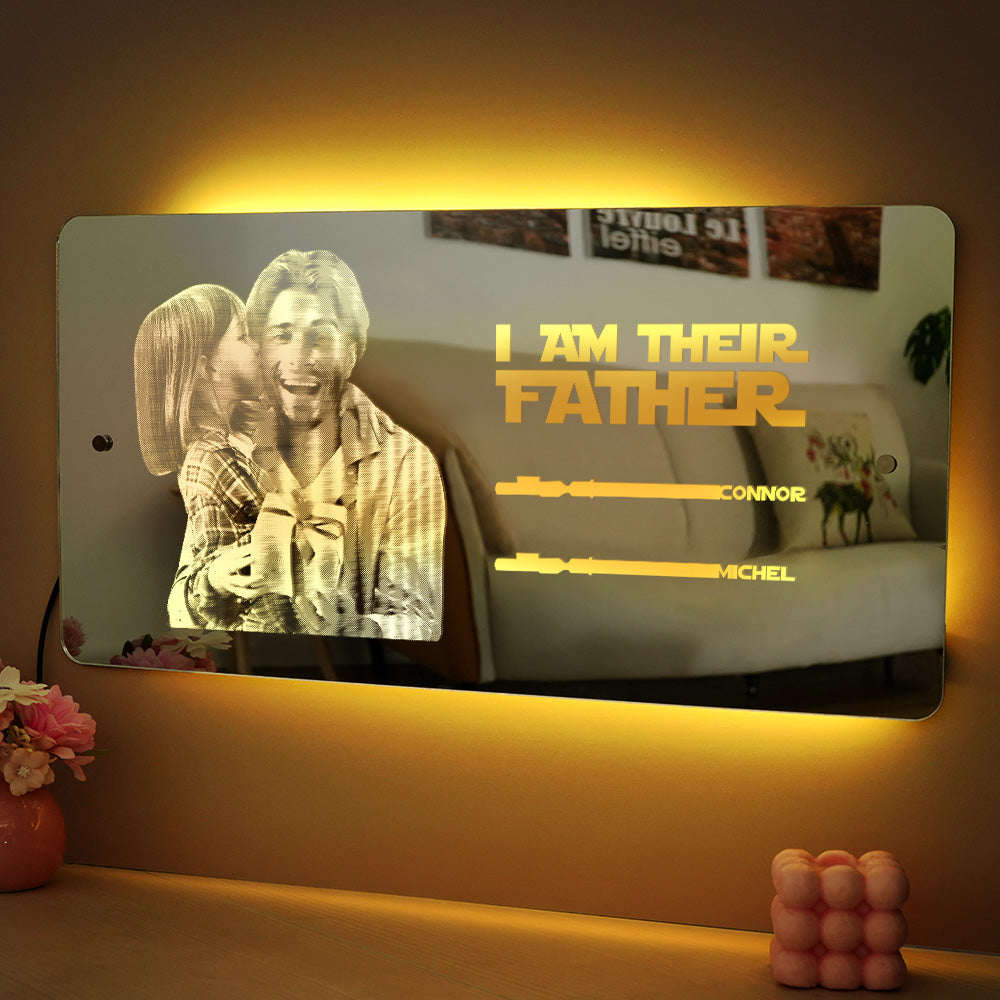 Custom Saber Plaque Mirror Sign Custom Name Led Multi Color Light Personalized I Am Their Father Father's Day Gifts