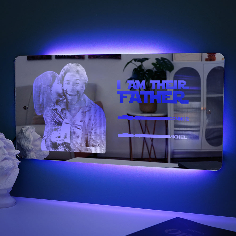 Custom Saber Plaque Mirror Sign Custom Name Led Multi Color Light Personalized I Am Their Father Father's Day Gifts