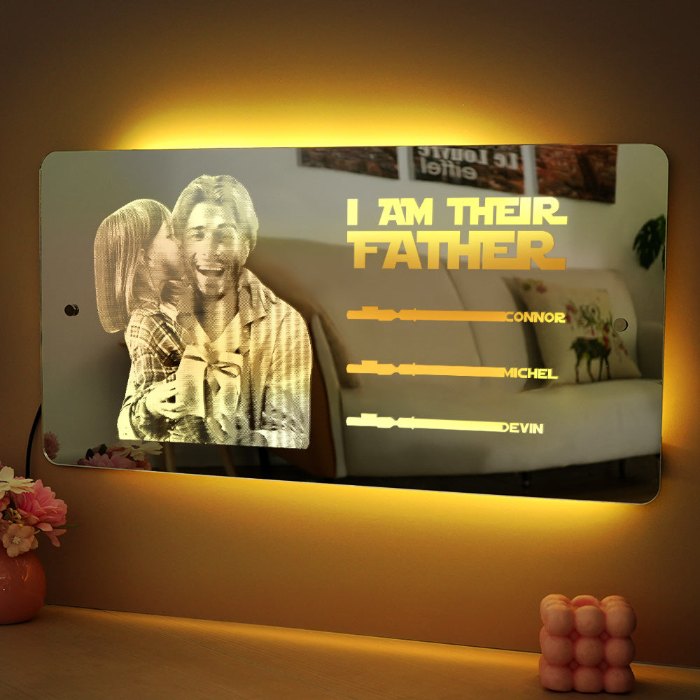Custom Saber Plaque Mirror Sign Custom Name Led Multi Color Light Personalized I Am Their Father Father's Day Gifts