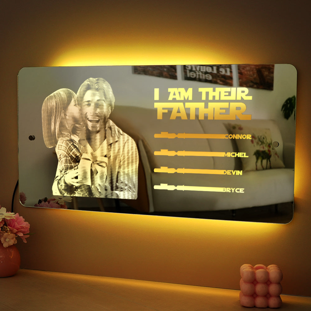 Custom Saber Plaque Mirror Sign Custom Name Led Multi Color Light Personalized I Am Their Father Father's Day Gifts