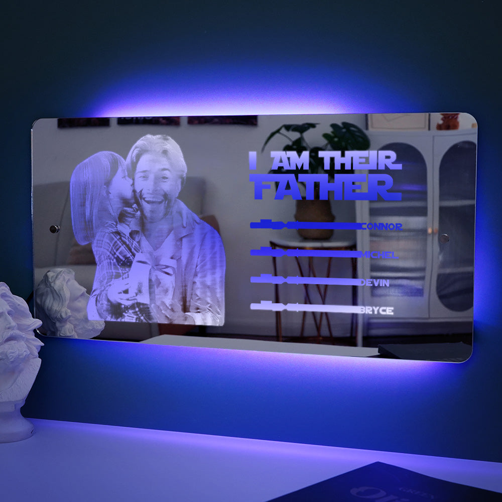Custom Saber Plaque Mirror Sign Custom Name Led Multi Color Light Personalized I Am Their Father Father's Day Gifts