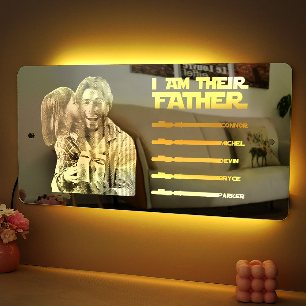 Custom Saber Plaque Mirror Sign Custom Name Led Multi Color Light Personalized I Am Their Father Father's Day Gifts