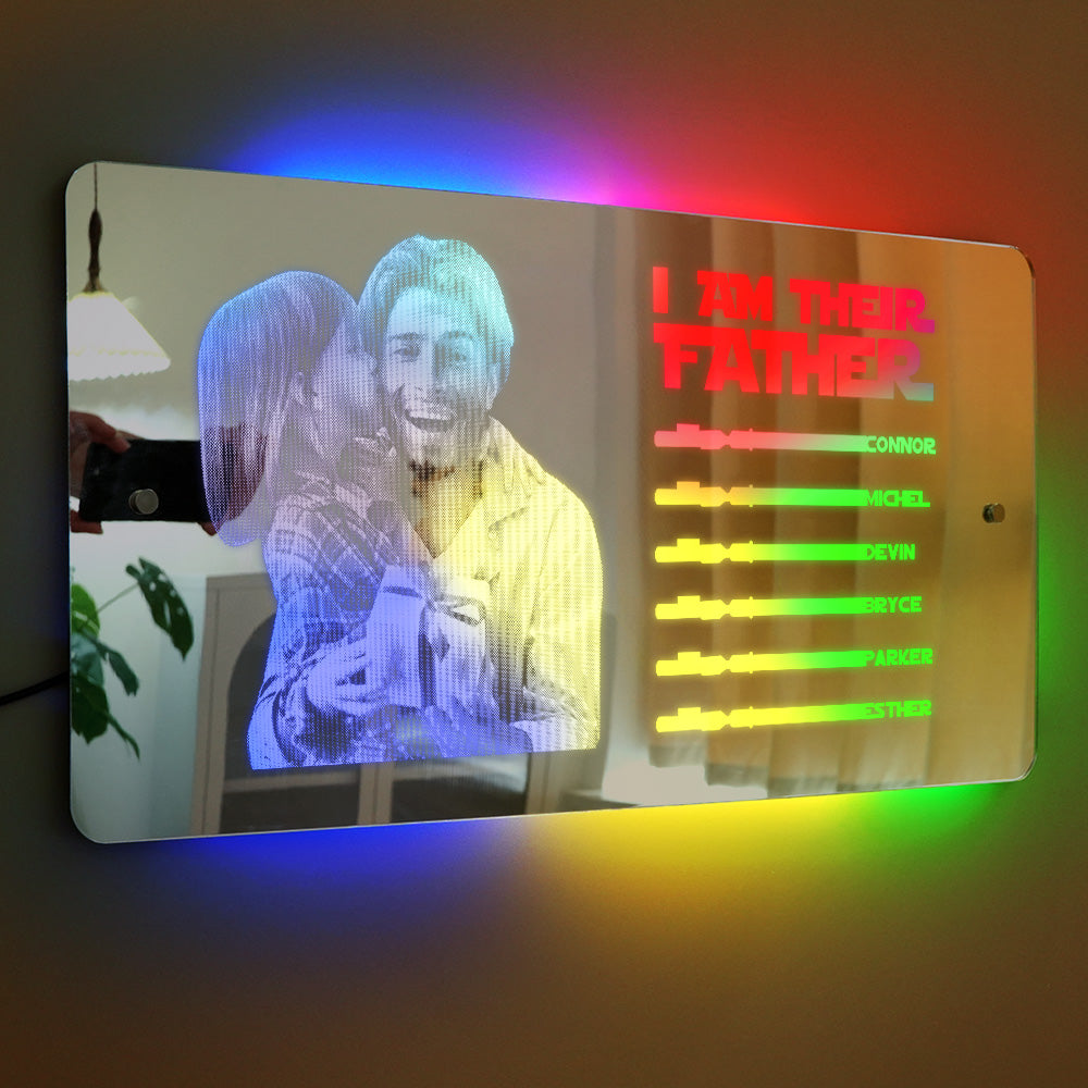 Custom Saber Plaque Mirror Sign Custom Name Led Multi Color Light Personalized I Am Their Father Father's Day Gifts