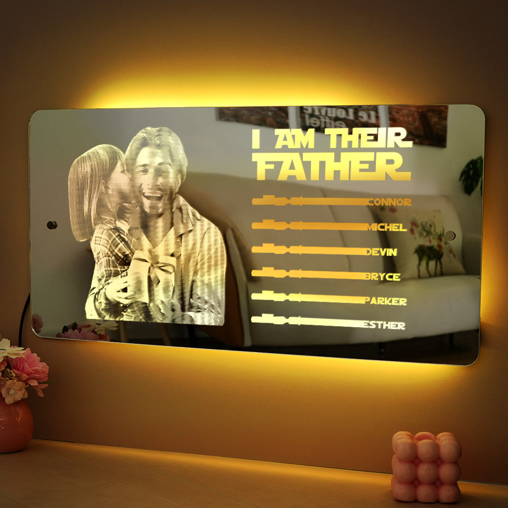 Custom Saber Plaque Mirror Sign Custom Name Led Multi Color Light Personalized I Am Their Father Father's Day Gifts