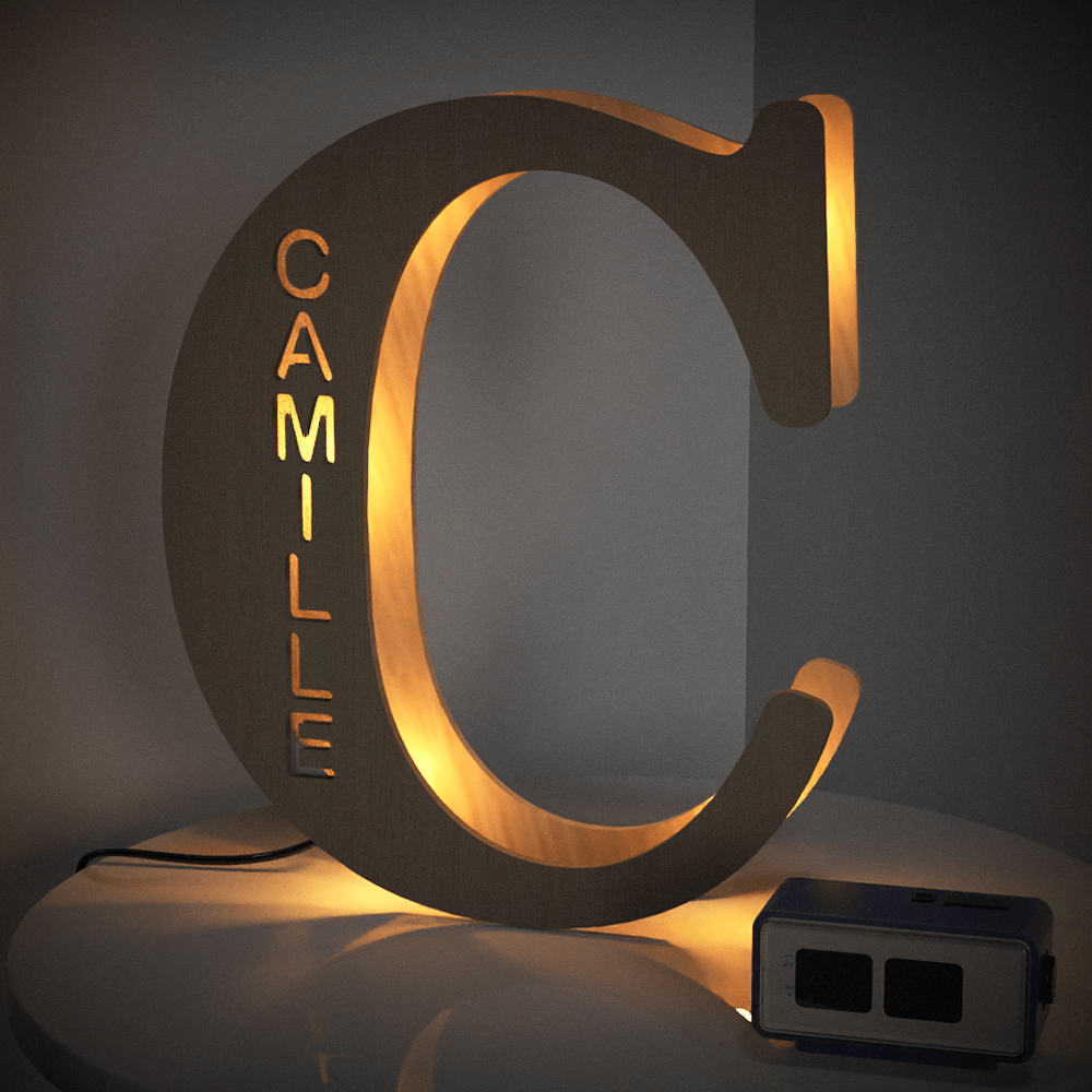 Custom Engraved Letter Lights Gift "C"