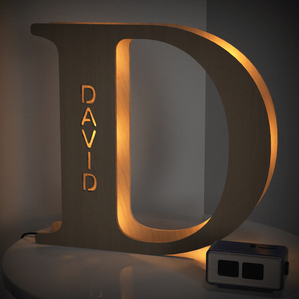 Custom Engraved Letter Lights Gift "D"