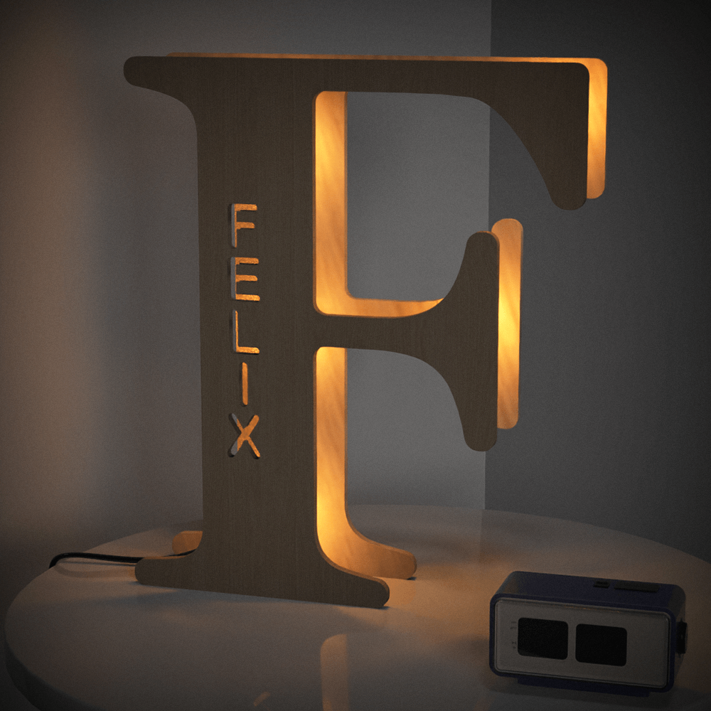 Custom Engraved Letter Lights Gift "F"