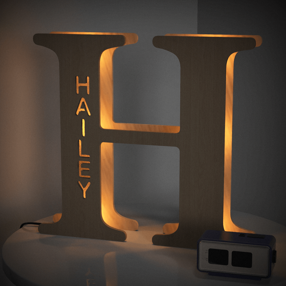 Custom Engraved Letter Lights Gift "H"