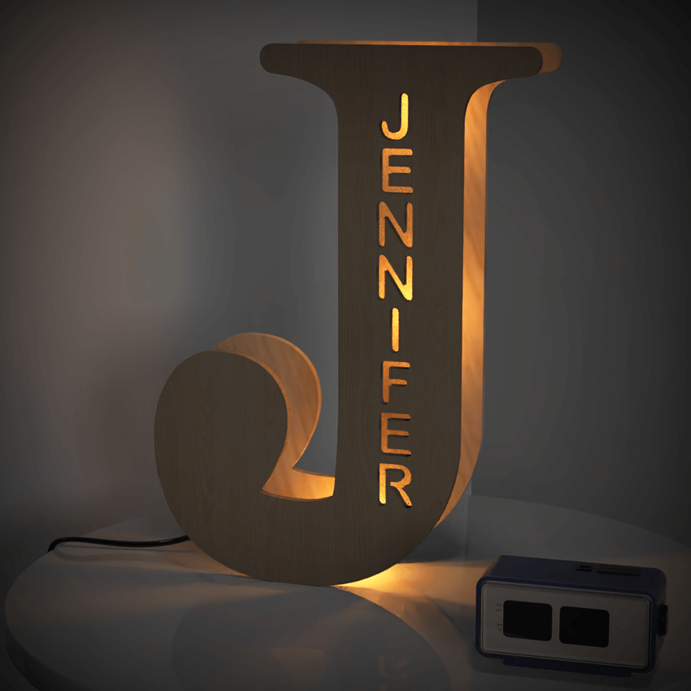 Custom Engraved Letter Lights Gift "J"