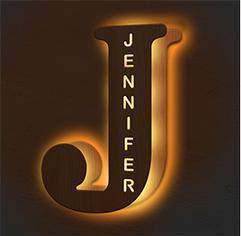 Custom Engraved Letter Lights Gift "J"