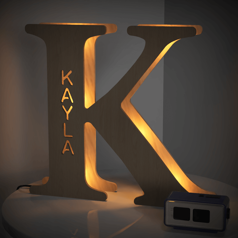 Custom Engraved Letter Lights Gift "K"