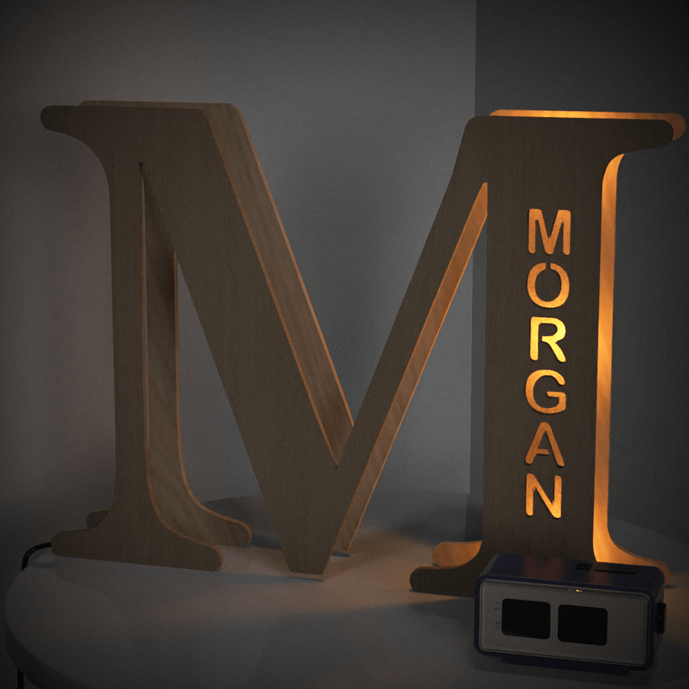 Custom Engraved Letter Lights Gift "M"