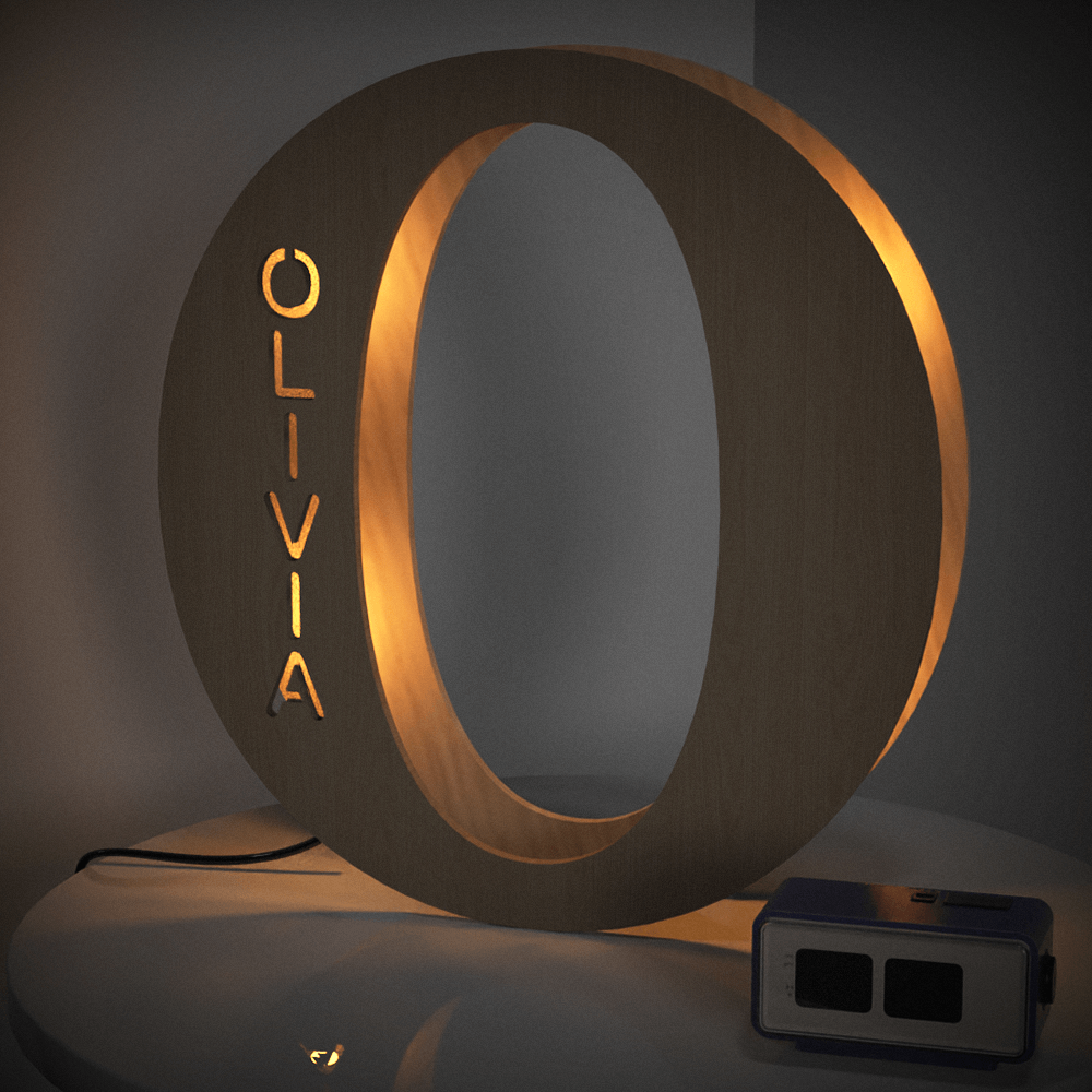Custom Engraved Letter Lights Gift "O"