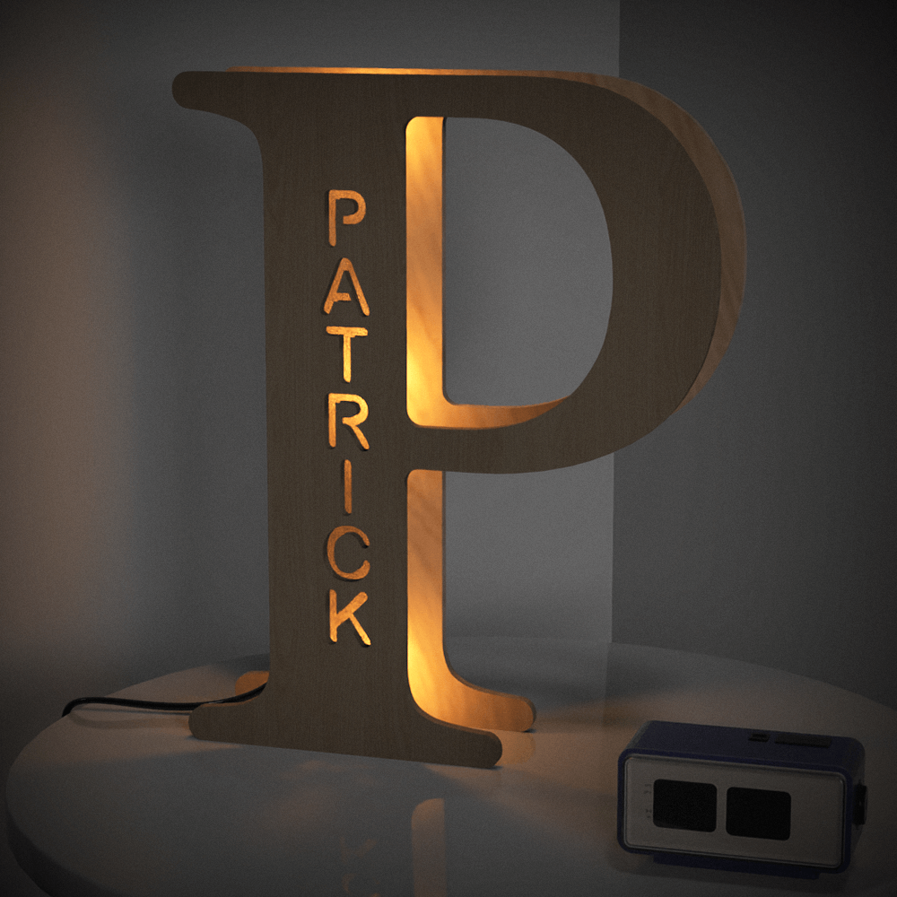 Custom Engraved Letter Lights Gift "P"