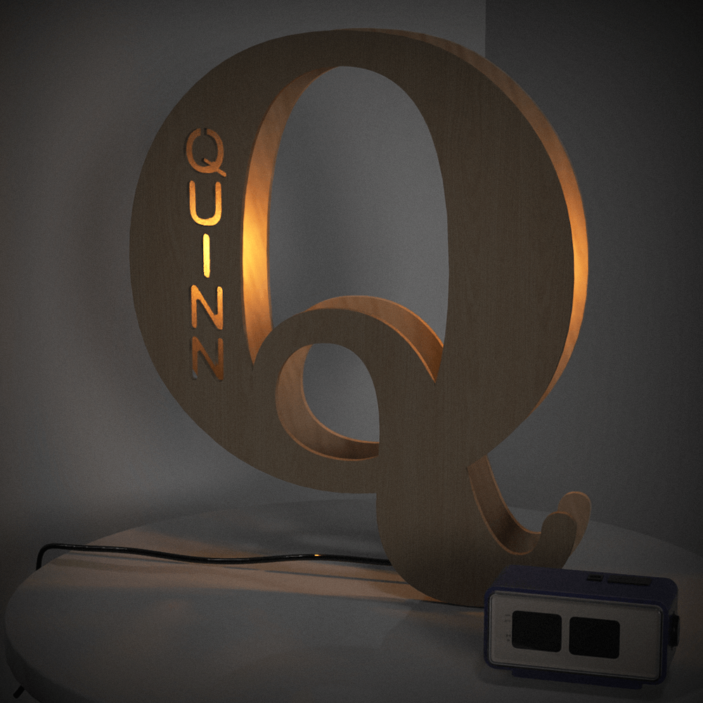 Custom Engraved Letter Lights Gift "Q"