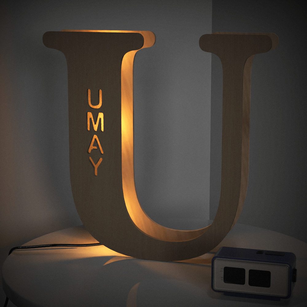 Custom Engraved Letter Lights Gift "U"