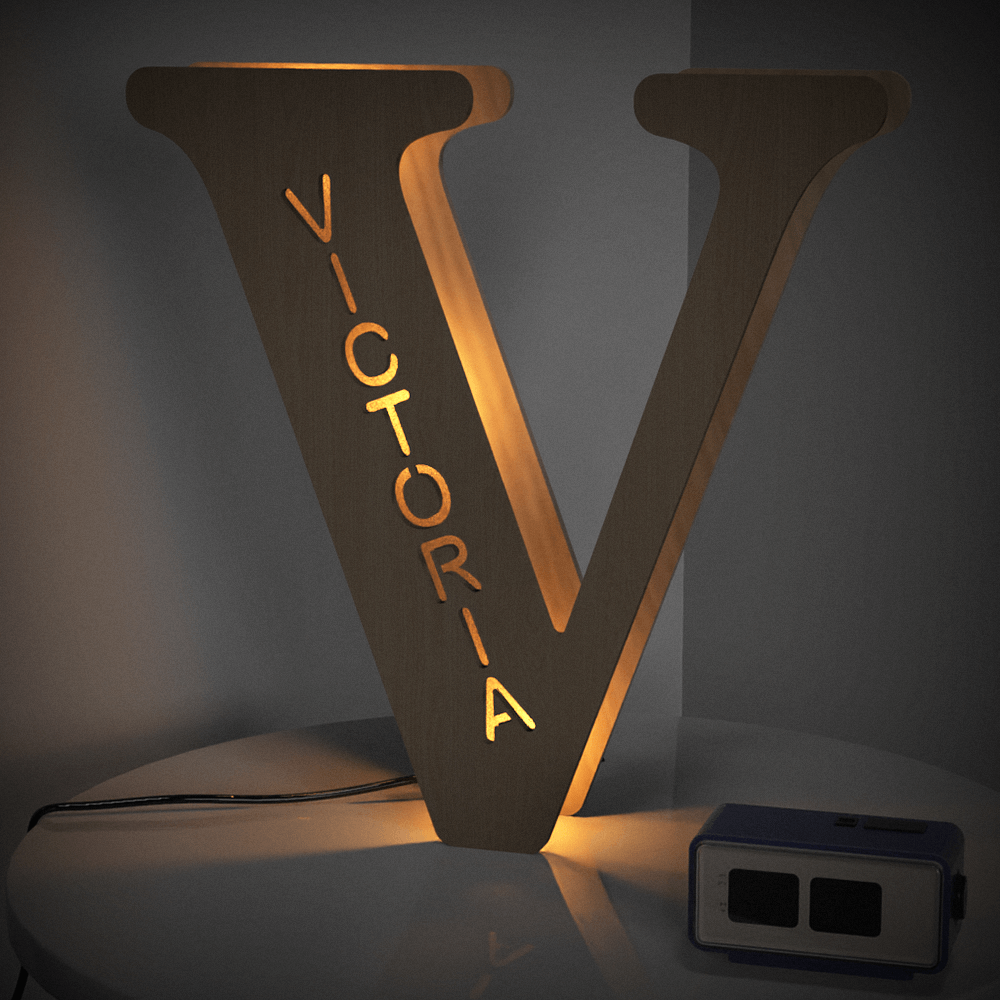 Custom Engraved Letter Lights Gift "V"