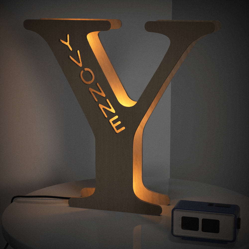 Custom Engraved Letter Lights Gift "Y"