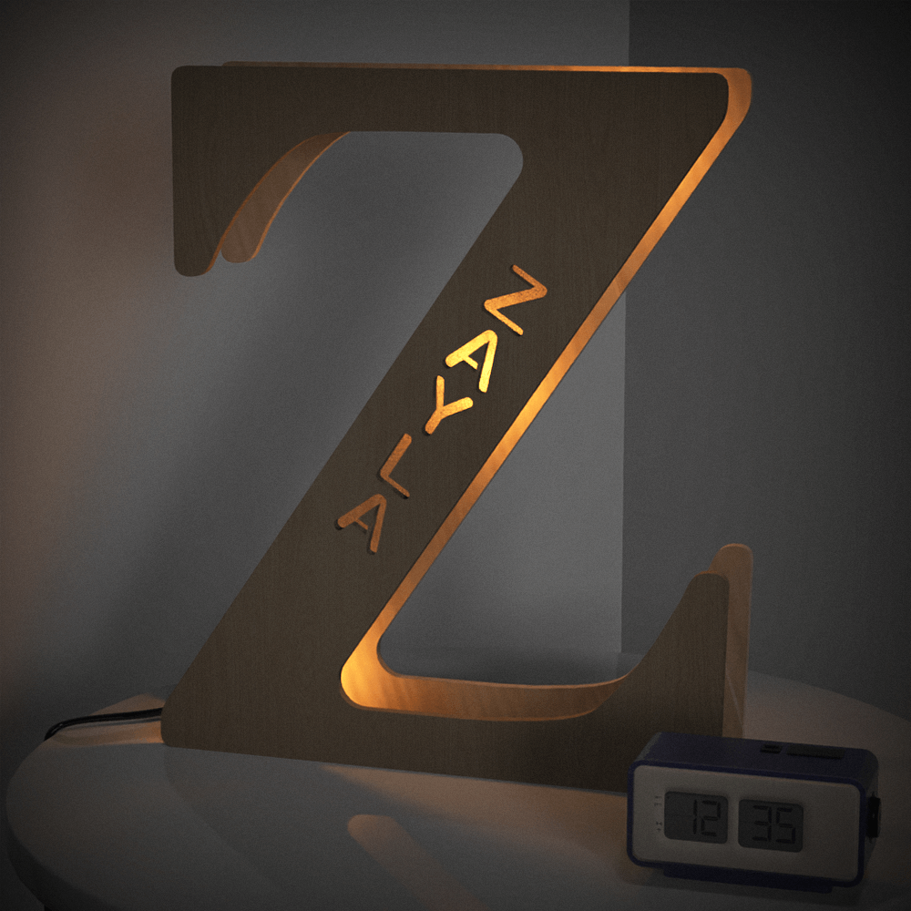 Custom Engraved Letter Lights Gift "Z"