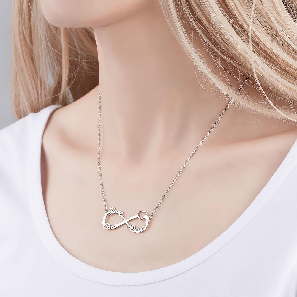 Infinity Three Name Necklace - Silver
