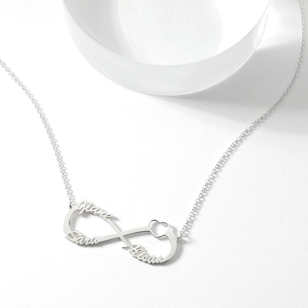 Infinity Three Name Necklace - Silver