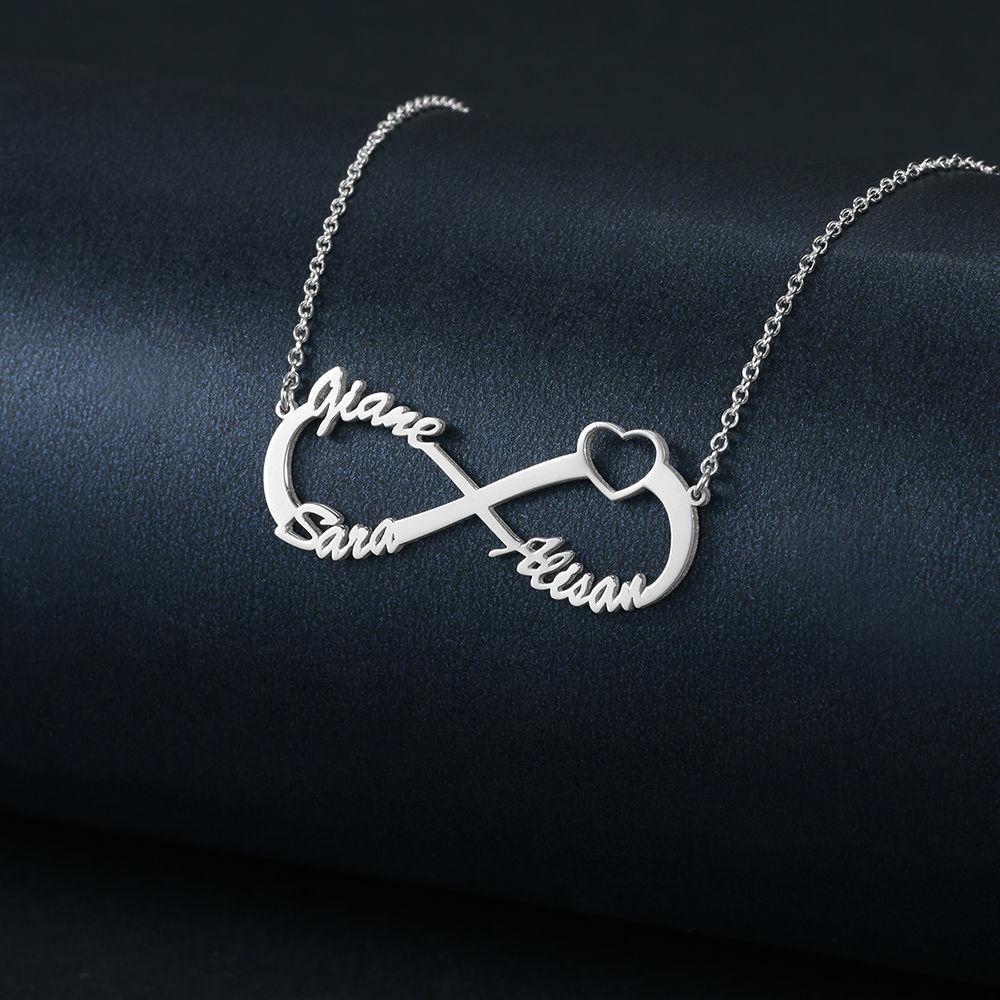 Infinity Three Name Necklace - Silver