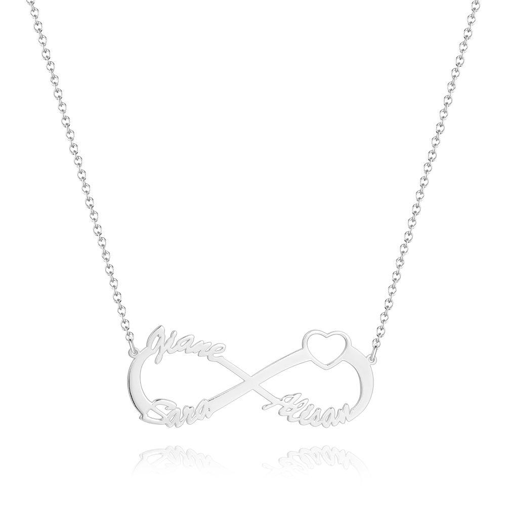 Infinity Three Name Necklace - Silver