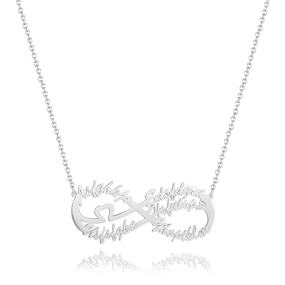 Infinity Five Name Necklace - Silver