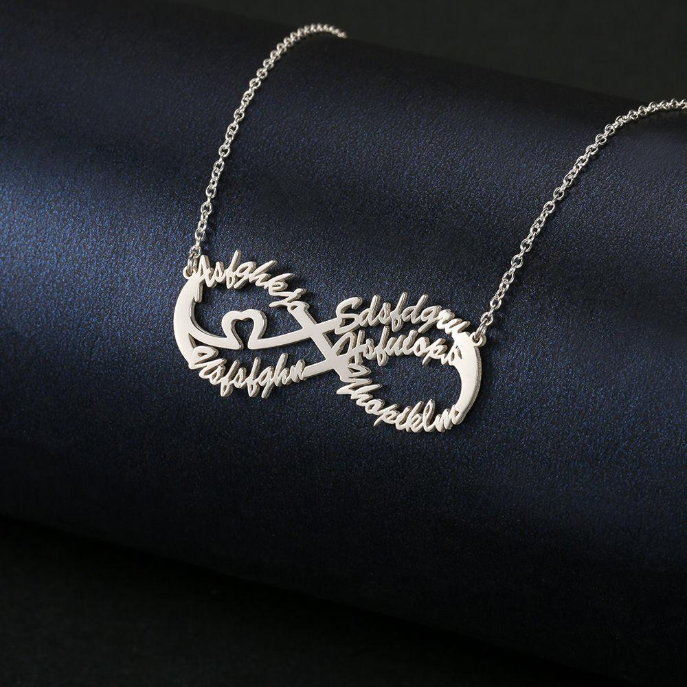Infinity Five Name Necklace - Silver