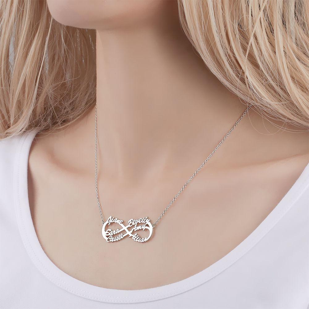 Infinity Six  Name Necklace - Silver